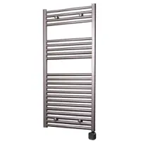 Sanicare Carini elektrische Wifi radiator 112x45cm inox-look met thermostaat zwart rechtsonder
