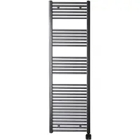 Sanicare Carini elektrische Wifi radiator 172x60cm gunmetal met thermostaat zwart rechtsonder