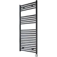Sanicare Carini elektrische Wifi radiator 112x60cm zwart met thermostaat zilver rechtsonder