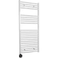 Sanicare Electrische Wifi Radiator HPW Carini 111,8x45 cm Wit Met Thermostaat Zwart Linksonder