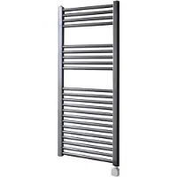 Sanicare Carini elektrische Wifi radiator 112x45cm gunmetal met thermostaat zilver rechtsonder