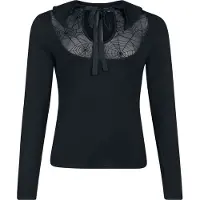 Voodoo Vixen - Rockabilly Shirt met lange mouwen - Bat Collar Web Lace Top - L tot 4XL - voor Vrouwen - zwart | Maat XL