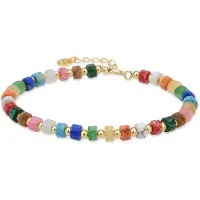 Luxenter Sterling Zilveren 925 Armband met Veelkleurig Kristal Afgewerkt in 18K Geel Goud - Ihun