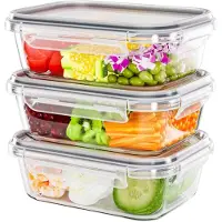 Florina Glazen Voedselcontainers 3x1040ml - Hermetisch & Ovenbestendig