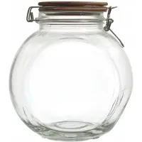 Intesi Glazen Bewaarpot met Acacia Houten Deksel - 19 cm Hoog