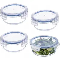 Kadax Glazen Voedselcontainer Set van 4 - 1300ml - Lunchbox