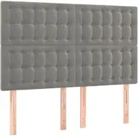 vidaXL Hoofdbord lichtgrijs 144x5x118/128 cm fluweel