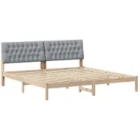 vidaXL Bedframe met Gevoerde Hoofdbord Bruin 200 x 200 cm