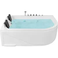 Beliani CALAMA - Hoekbad whirlpool - Wit - Rechterzijde - 120 x 180 cm - Acryl