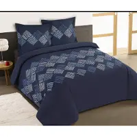Vision Home VISION Nora Dekbedovertrekset - 100% katoen: zacht en soepel - Lits-jumeaux - Dekbedovertrek 240 x 220 cm met 2 bijhorende slopen - Blauw - Oekotex gecertificeerd