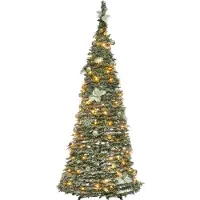 Beliani FIRVANA - Besneeuwde kunstkerstboom - Wit - Synthetisch materiaal