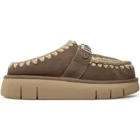 Mou Dames Bounce klompen leren klomp met metalen logo, taupe (39), Leer, 3 tot 5 cm, Geen, Casual MU.FW531001A