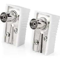 Nedis IEC (Coax) Connector - Gehoekt - Female - Vernikkeld - 75 Ohm - Schroef - Diameter kabelinvoer: 7.0 mm - Metaal / Polyvinylchloride (PVC) - Wit - 2 Stuks - Doos