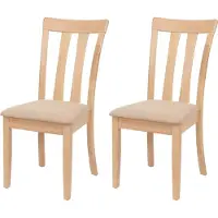 Mendler Set van 2 eetkamerstoelen -G46, keukenstoel, stof/textiel, massief hout ~ natuurkleurig frame, beige