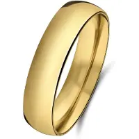 Lucardi Dames Stalen goldplated ring 5mm - Ring - Staal - Goud - 16 / 50 mm