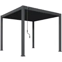 Rockford Aluminium Pergola 3 x 3 m - Overkapping vrijstaand met verstelbaar lamellendak - Veranda met geïntegreerd waterafvoer - Antraciet