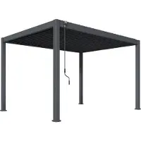 Rockford Aluminium Pergola 4 x 3 m - Overkapping vrijstaand met verstelbaar lamellendak - Veranda met geïntegreerd waterafvoer - Antraciet