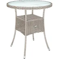 Casaria Bijzettafel - Rond 60cm Weerbestendig Polyrattan - Grijs Beige