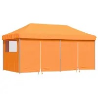 vidaXL Partytent inklapbaar pop-up met 4 zijwanden oranje