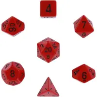 Chessex Opaak Rood Zwart Polydice Dobbelsteen Set 7 stuks.