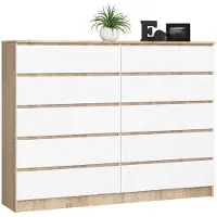 Akord Ladekast K160 met 10 Lades / Furniture Factory / Sonoma Eik - Wit / 160 x 121 x 40 cm