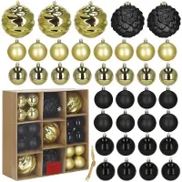 Springos Kerstballen | 37 Stuks | 8 cm | Goud | Zwart