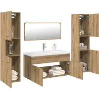 vidaXL 5-delige Badkamermeubelset bewerkt hout artisanaal eikenkleur