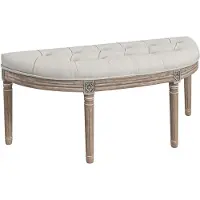 HOMCOM -Eindbank-Linnenlook stof-110x44x49cm-Crème