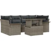 vidaXL Tuinbank Set 7 st Grijs poly rattan