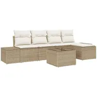 vidaXL Tuinbank Set 5 st Beige en Crème poly rattan