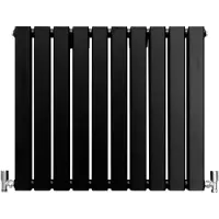 MonsterShop Design Radiator Sierradiator Verwarming - Mat Zwart - 600 mm x 700 mm - Inclusief Schoonmaakborstel + Bevestigingsset - Plat Horizontaal