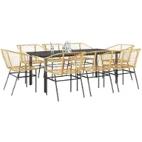 vidaXL 9-delige Tuinset poly rattan glas bruin