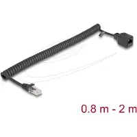 DeLOCK RJ45 Coiled Cable plug to jack Cat.5e UTP 0.8 m to 2 m black