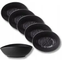 Wilmax Ovale Sauskom Set van 6 Mat Zwart Porselein 8x6x3 cm