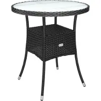 Casaria Polyrotan Balkontafel Zwart Ø60cm