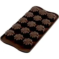 Silikomart EasyChoc Fleury bonbonvorm 15 klavertjes ø 3 cm silicone bruin