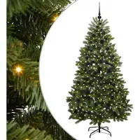vidaXL Kunstkerstboom 210 cm 300 LED's Warmwit PVC en Staal Groen