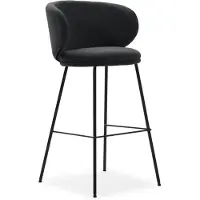 CALICOSY - Set van 2 krukken in stof met zwarte metalen poten H65 cm - RUSH