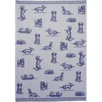 Heinen Delfts Blauw Theedoek Nhaan Blauw / Wit 50 X 70 Cm