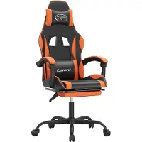 vidaXL Gamestoel draaibaar met voetensteun kunstleer zwart en oranje