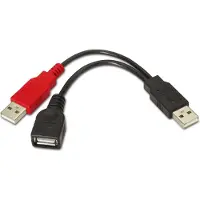 Aisens A101-0030 USB-kabel USB 2.0 0,15 m 2 x USB A USB A Zwart, Rood