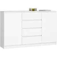 Akord Ladekast K160 met 4 Lades en 2 Deuren / Furniture Factory / Wit / 160 x 99 x 40 cm