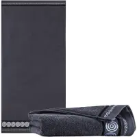 Zwoltex Rondo 2 Handdoek Zwart Katoen 450g 50x90cm met Borduur
