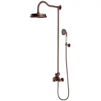 Omnires Armance - Doucheset met thermostaat, diameter 22,5 cm, geborsteld koper AM5244/6ORB