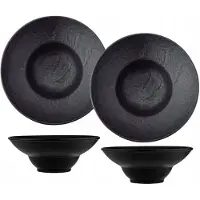 Wilmax Diepbord Zwart Mat Porselein 20cm 800ml 2 stuks