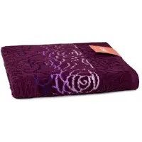 Faro Zachte Handdoek Rosso 50x90 cm - Bloemig Design in Bosbes Paars