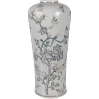 Clayre & Eef Vaas Ø 17x39 cm Wit Blauw Keramiek
