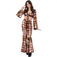 Smiffys Typisch Gehaakt Patroon 60s Vintage Hippie - Vrouw