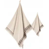 Zwoltex Rondo 2 Handdoekset Beige Katoen 50x90cm & 70x140cm