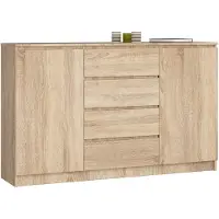 Akord Ladekast K160 met 4 Lades en 2 Deuren / Furniture Factory / Sonoma Eik / 160 x 99 x 40 cm